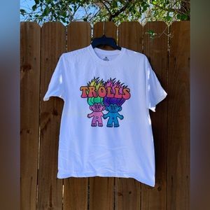 Retro 90s Trolls white T-shirt size Large .